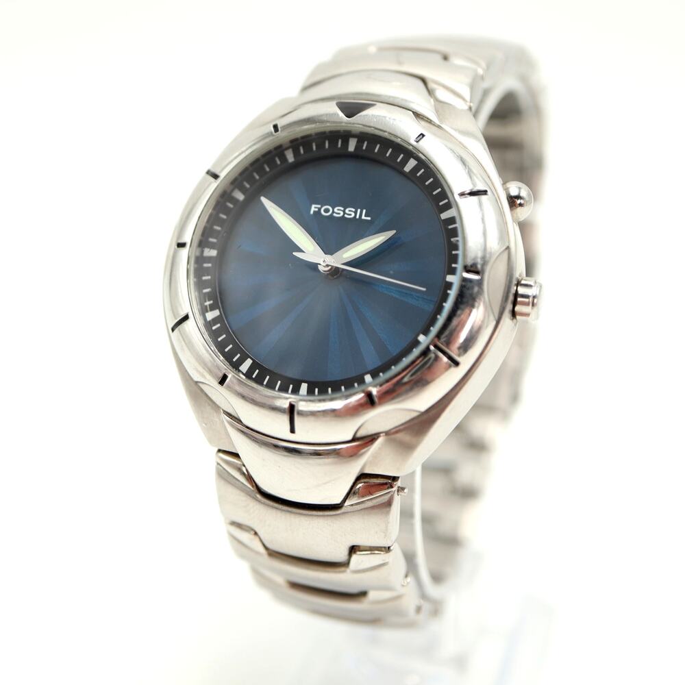 Fossil Men's Big Tic Watch 40mm Blue Kaleido LCD Changing AM-3537 w New Battery